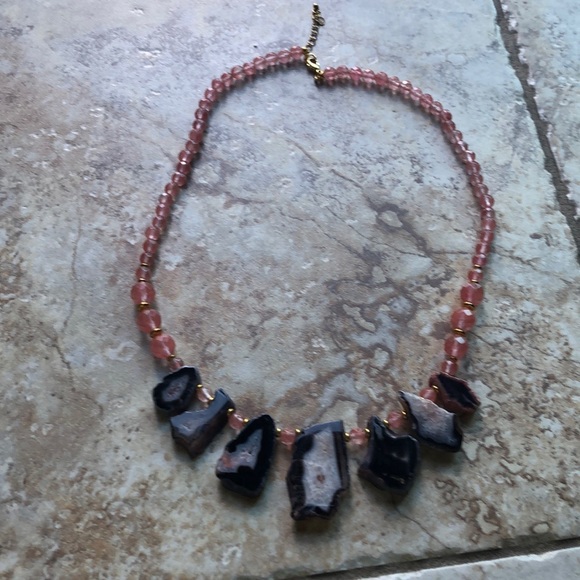 Jewelry - 5 for $25 Coral + gold colored bead stone necklace